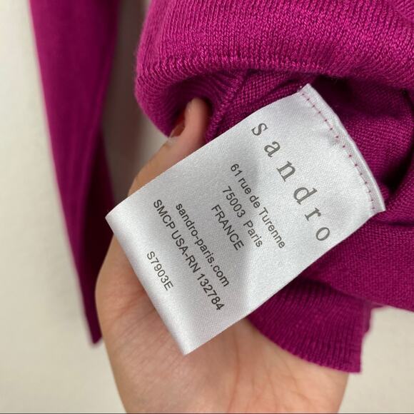 NWT Sandro Silk Blend Light Weight Pink Sweater W/ Criss Cross US 8 - Picture 9 of 10